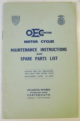 OEC Range Illustrated Motorcycle Engine Parts List /Owners Handbook 1955 - Image 1 of 4