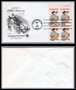 US FDC # 1910 18c Red Cross  Artmaster Plate Block UR 1981, 9Q1061 - Picture 1 of 1