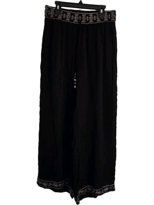 NWT Philosophy Women’s Wide leg Embroidered waist & hem flowy rayon pant Sz S - Image 1 of 4