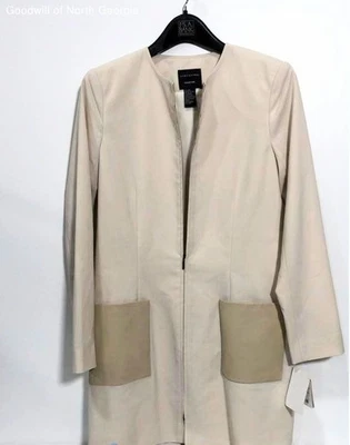 Doncaster Collection $495 NWT Leather Pockets Lightweight Zip Coat Wool Blend 8 - Image 1 of 4