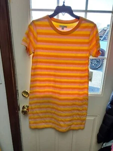 Nwt Free Assembly  Womens S/S Stripe Tee Shirt Dress Pink Orange Yellow XS M XXL - Picture 1 of 2
