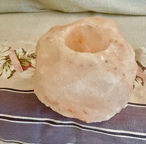 HIMALAYAN Salt Candle Holder Natural Therapeutic Pink Crystal Rock - Picture 1 of 8