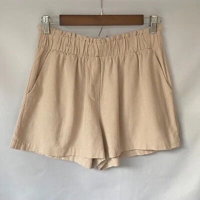 Pantalones Cortos Para Mujer FOREVER 21 Beige Tostado Fluidos Cintura Elástica Bolsillos Delanteros Traseros Talla M Foto 1 de 4