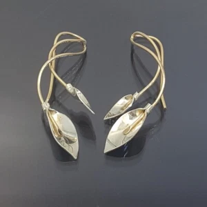 18K Gold Filled Stunning Italian Swirl Flower 18ct GF Drop Earrings 40mm - Picture 1 of 10