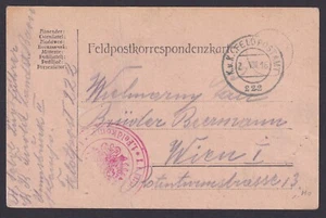 AUSTRIA 1916, Postcard to Wien, Fieldpost, Censored, Posted - Picture 1 of 2