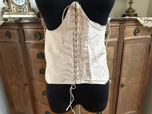 Antique Vintage Salvaged Silk Victorian Edwardian CORSET BODICE Remnant *DOLLS - Picture 1 of 24