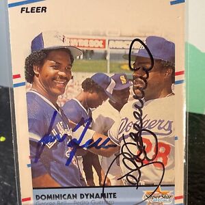 1988 Fleer George Bell & Pedro Guerrero signed card #623 DOMINICAN DYNAMITE 🔥