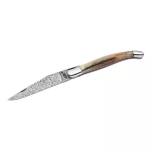 NEW FONTENILLE PATAUD LAGUIOLE TRADITIONAL DAMASCUS FOLDING KNIFE / BUFFALO HORN - Picture 1 of 1