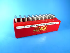 1955 to 1964 P, 10-Coin Set, Washington Quarters NGC Pf 69 Beautiful WS-AA - Picture 1 of 17