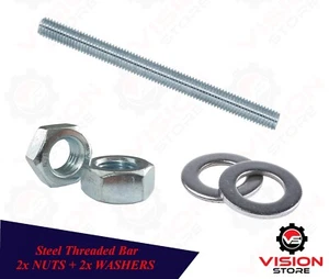 M6 M8 STEEL THREADED BAR + 2x NUTS + 2x WASHERS THREADED METRIC BAR STUDDING ROD - Picture 1 of 58
