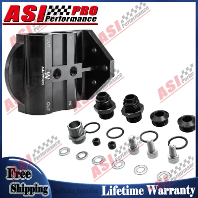 Aluminum Billet 4Port Side Entry Remote Oil Filter Mount 3/4In-16 ASI — 第 1/4 张图片