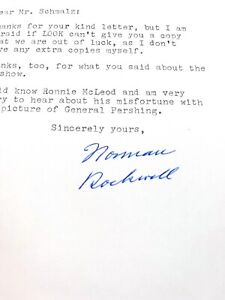 Norman Rockwell Typed Signed Autograph Response Letter Fan Letterhead 1969