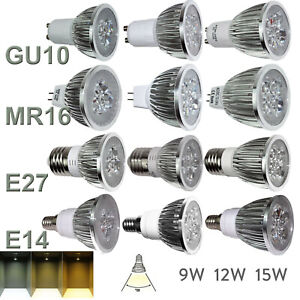 LED Dimmable Spotlight Bulbs Lights GU10 MR16 E27 E14 9W 12W 15W 220V 240V Lamps