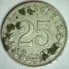 1902 R Italy 25 Centesimi Nickel Content Coin Extra Fine Circulated Emanuele III