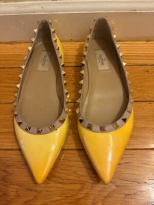 Valentino Rockstud Ballet Flats, Yellow, Sz 39 - Picture 1 of 10