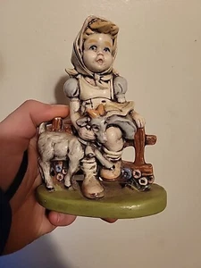 Figurine SPRINGWOOD Porcelain Farm Girl on Fence & Goat Bisque Australia - Picture 1 of 6