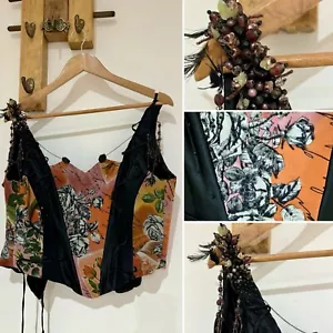 Rare! Elizabeth Bessant London Couture Embellished Bead Boned Corset Top UK 14 - Picture 1 of 8
