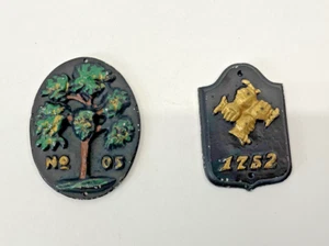 Fire Mark - Miniature Cast Iron Fireman’s Insurance Plaques Lot of 2 - Picture 1 of 10