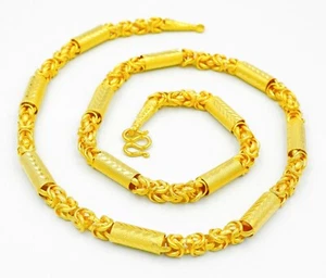 Byzantine Gold Chain Necklace 22K 23K 24K Thai Baht Yellow Gold Plated Jewelry - Picture 1 of 6