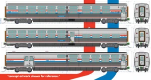 Kato 106-8004 N Amtrak Phase III Viewliner II Sleeper Sleeper Diner, Baggage (4) - Picture 1 of 2