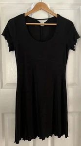 Vintage Express Tricot Womens Sz 5/6 Polyester Black Dress Short Sleeve USA Y2K - Picture 1 of 15