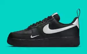 Nike Air Force 1 Low '07 LV8 Black Metallic Silver Men's Shoes Size 9.5 US - Picture 1 of 8