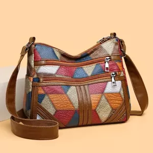 Zipper Crossbody Bag Large Capacity Handbag Vintage Shoulder Bag Women - Picture 1 of 12