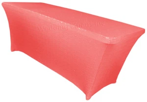Wedding Linens Inc. 6 Ft Rectangular Banquet Spandex SEQUIN Table Covers - Picture 1 of 22