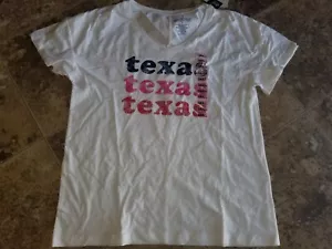 Womens State of Mine Texas Shirt V-Neck Graphic Tee Short Sleeve White All Sizes - Picture 1 of 2