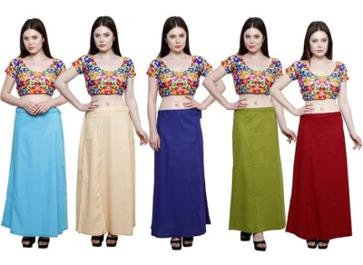 Traditional Readymade Cotton Straight Shapewear Women Girl Saree Underskirt- 5PC - Image 1 of 3