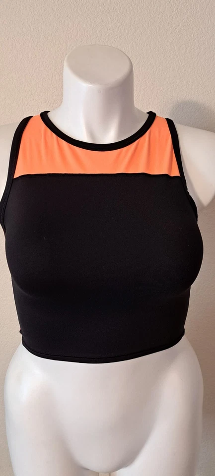 Top deportivo Victoria's Secret VSX para mujer negro cuello redondo sin mangas de nailon talla M Foto 1 de 4