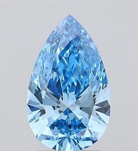 IGI Certified 0.55Ct Pear Lab Grown CVD Diamond Fancy Vivid Blue Color VS2 - Picture 1 of 12