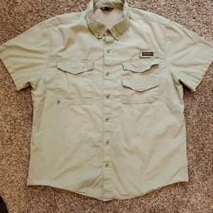 Camicia da pesca Eddie Bauer uomo grande Celadon verde Riverbend S/S sfiato con bottoni - Foto 1 di 13
