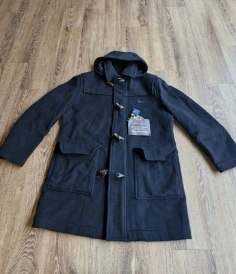 Paul & Shark Black Wool Alpaca Hooded Duffle Coat Med royal navy Montgomery - Image 1 of 4