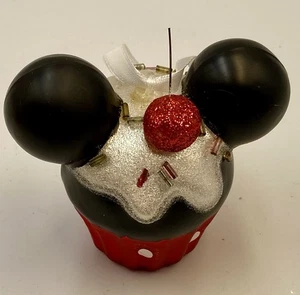 Hallmark Disney Mickey Mouse Cupcake Blown Glass Christmas Ornament - Picture 1 of 4