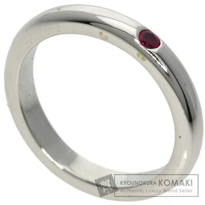TIFFANY & Co. Stacking Band Ruby Ring Silver Ladies - Image 1 of 4