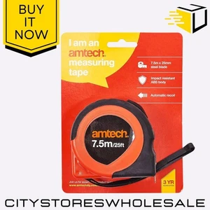 7.5m x 25mm Amtech Heavy Duty Measuring Tape Locking Blade Metric & Imperial - Picture 1 of 5