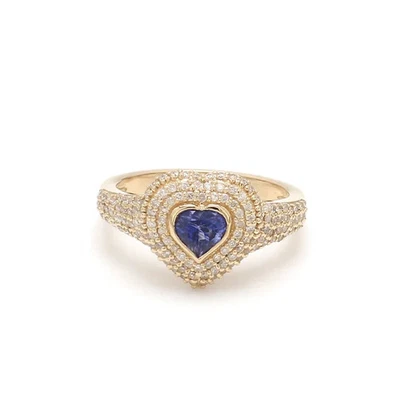 2Ct Heart Lab Created Sapphire Cluster Wedding Ring 14K Yellow Gold Plated - Image 1 of 4