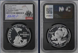 2025-P Marine Corps 250th Anniversary Silver $1 Dollar Proof NGC PF70 Signed - Picture 1 of 2
