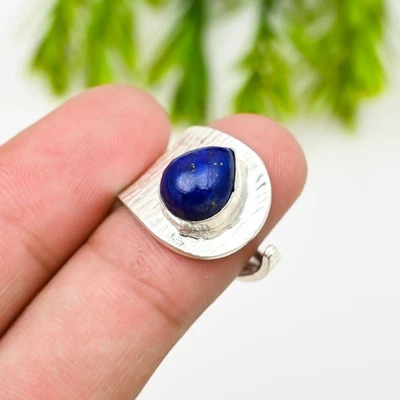 Anillo de plata de ley 925 con piedras preciosas de lapislázuli hecho a mano anillo de joyería para regalo Foto 1 de 4
