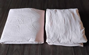 Threshold Fitted Flat Sheet Twin XL size Peach Chambray 100% Cotton 2 piece - Picture 1 of 5