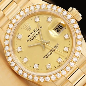 ROLEX LADIES PRESIDENT 69138 FACTORY DIAMOND 18K YELLOW GOLD WATCH - Picture 1 of 11