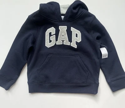 全新带标签 Baby Gap 男孩运动衫连帽衫标志海军蓝 4 T 码套衫 — 第 1/4 张图片