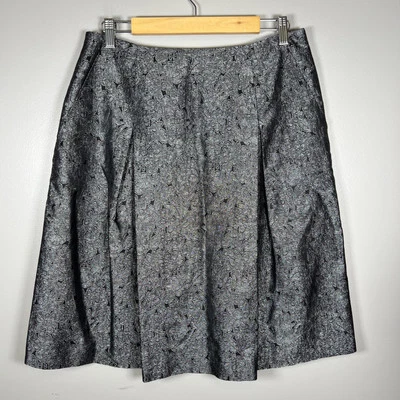 Rene Lezard 真丝混纺金属褶饰花卉裙欧盟 40 码,美国 8 码 — 第 1/4 张图片