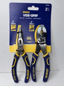 Irwin ProTouch Grips 6in (SJ6) slip joint & 6in (LN6) Needle nose Pliers Lifetim - Picture 1 of 2
