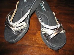 Skechers, NEW, Black, Strappy Sandals, Rhinestone Bling,Memory Foam slip on, 8M - Picture 1 of 6