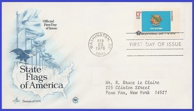 USA4 #1678 ADDR PCS ARTCRAFT FDC   Oklahoma State Flag - Image 1 of 1