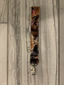 Key Fob Key Chain Dog Fabric wristlet Wrist Lanyard Strap Key Ring - Picture 1 of 2