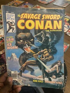 The Savage Sword Of Conan The Barbarian: #34 VF 'Lair Of The Ice Worm"  SA - Picture 1 of 2