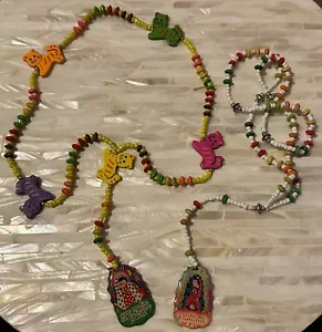 Childrens Five Decade Rosary Colorful Wood Virgencita Pendant Religious-Lot of 2 - Picture 1 of 1
